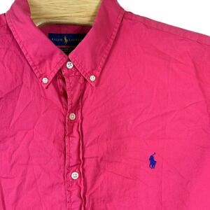 Ralph Lauren Button Down Shirt Mens XXL Pink Classic Featherweight Twill